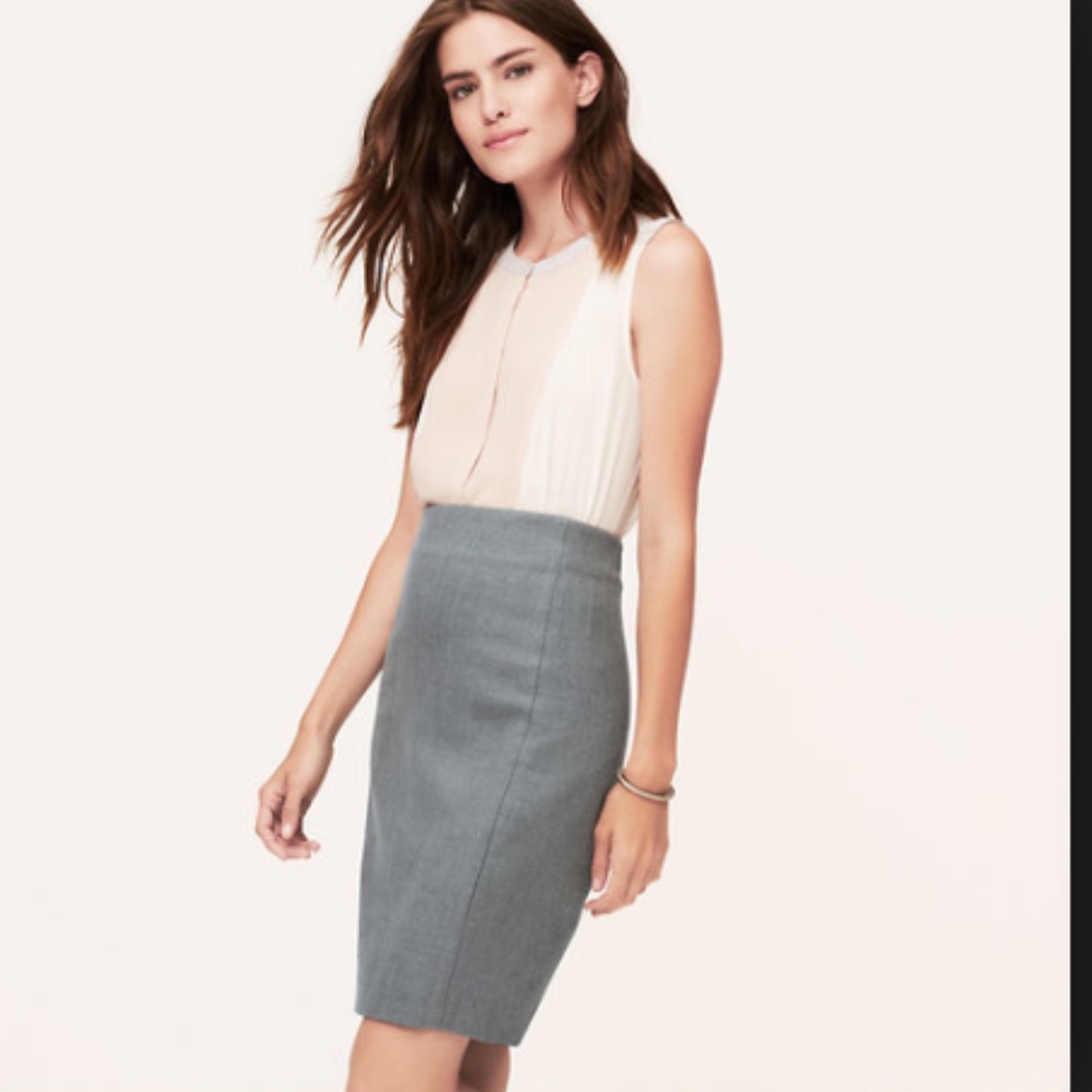 NWT LOFT Scuba Pencil Skirt Heather Grey Size: 12